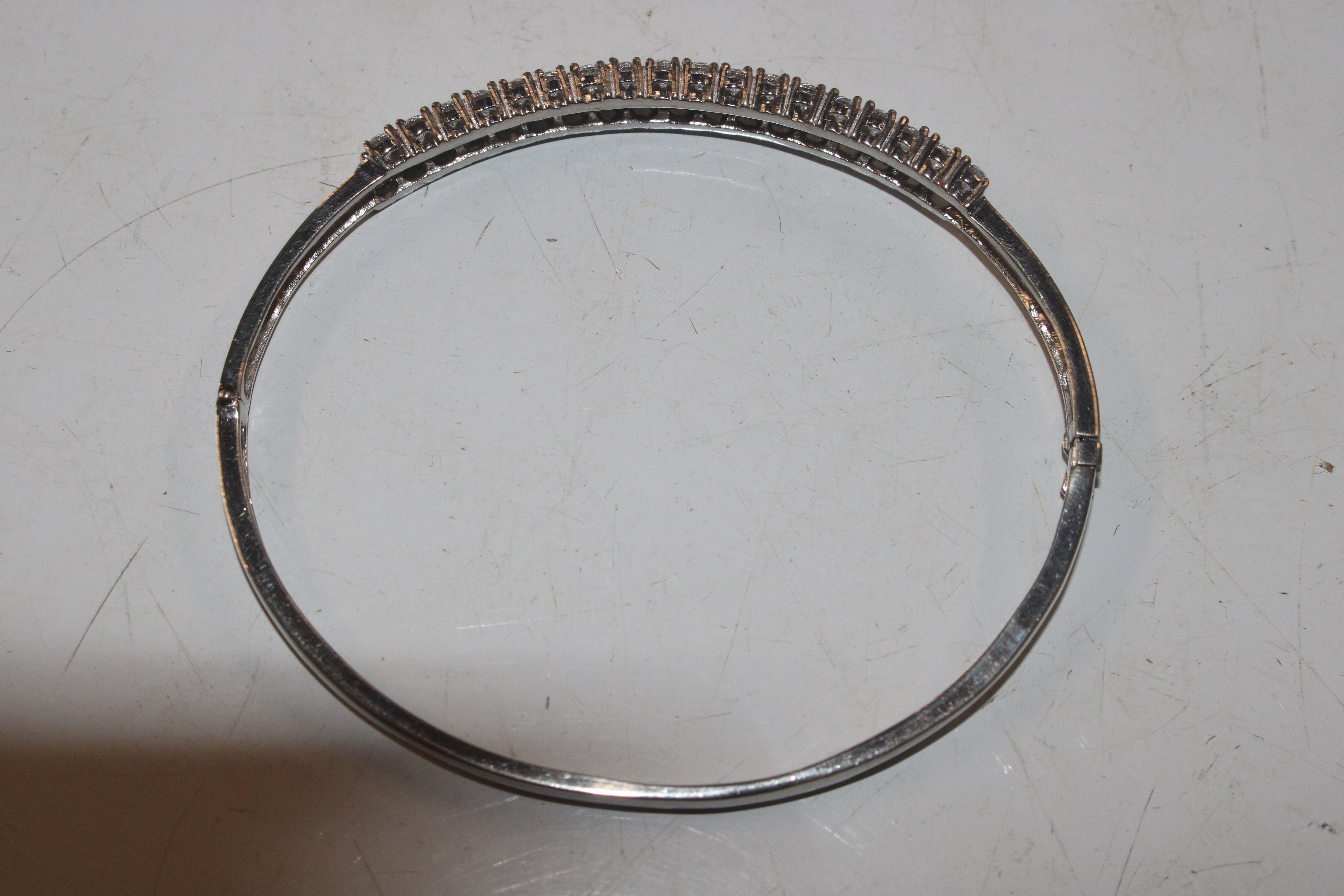 A Sterling silver bangle with double row of Cubic - Image 3 of 3