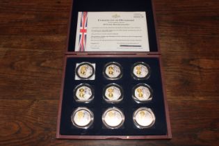 A cased set of nine 2021 proof coins, "50 Years of