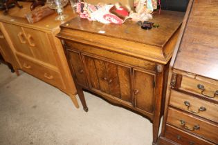 A 1930's oak gramophone cabinet