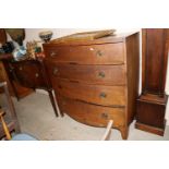 A 19th Century mahogany bow front chest fitted fou