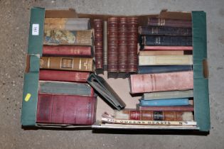 A box of various leather bound and other books