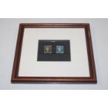 A framed and glazed Penny Black four margins, Red