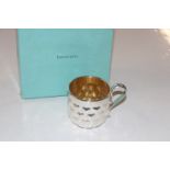 A Tiffany & Co. Hallmarked Christening mug with Italian makers stamp for Firenze with gilded