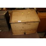 A pine box fitted single drawer