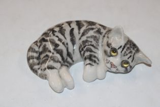 A Winstanley pottery model of a cat with glass eye