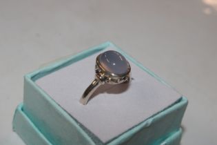 A W.G.T. Sterling silver and moonstone set ring, r