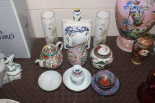 A collection of Oriental ceramics including crackl