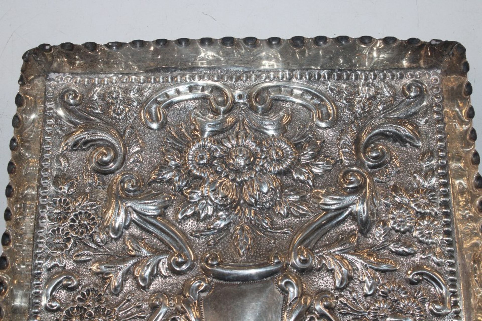 A Birmingham silver tray with floral decoration, a - Image 2 of 7