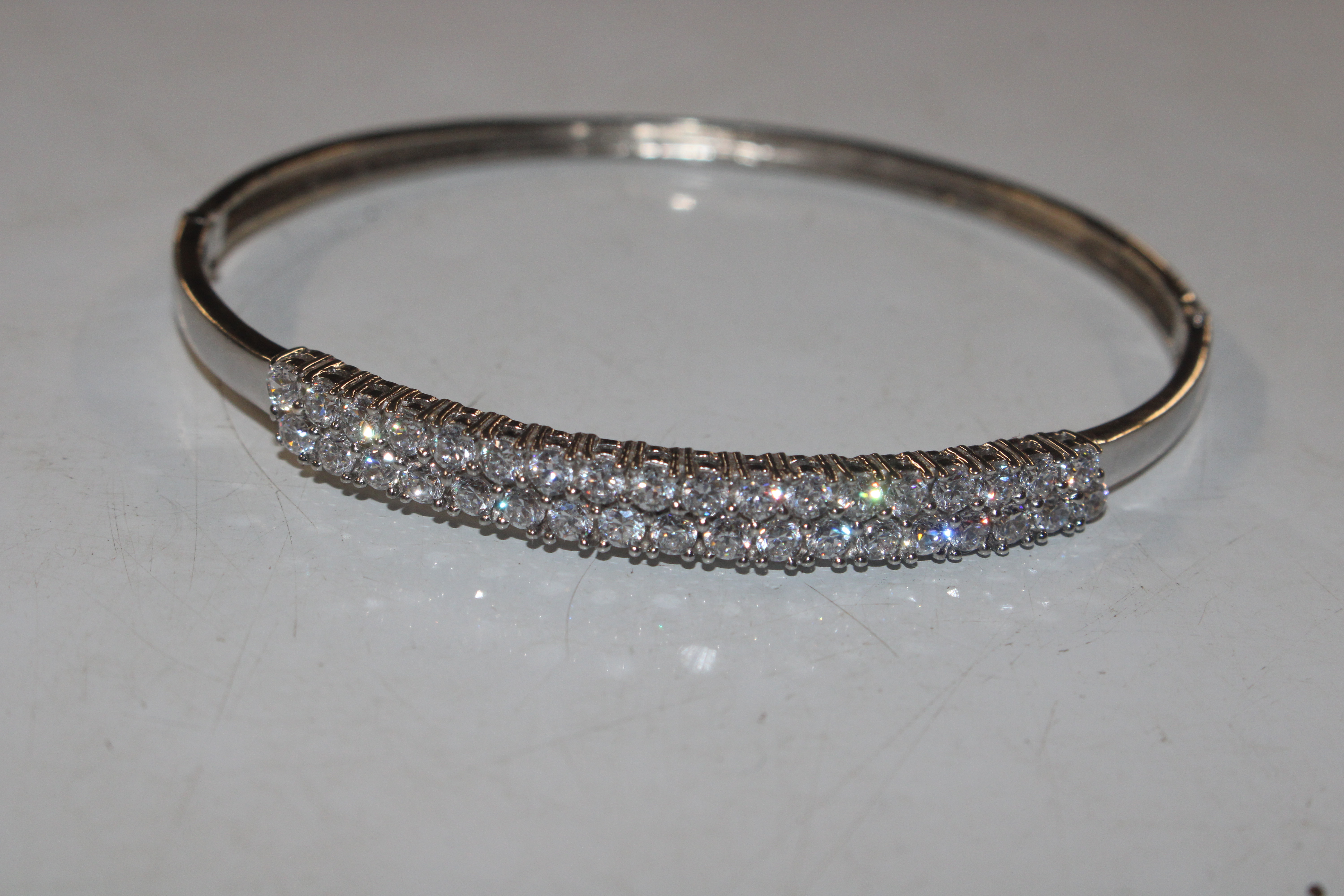A Sterling silver bangle with double row of Cubic - Image 2 of 3