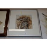 John Ryan, framed and glazed acrylic study depicti