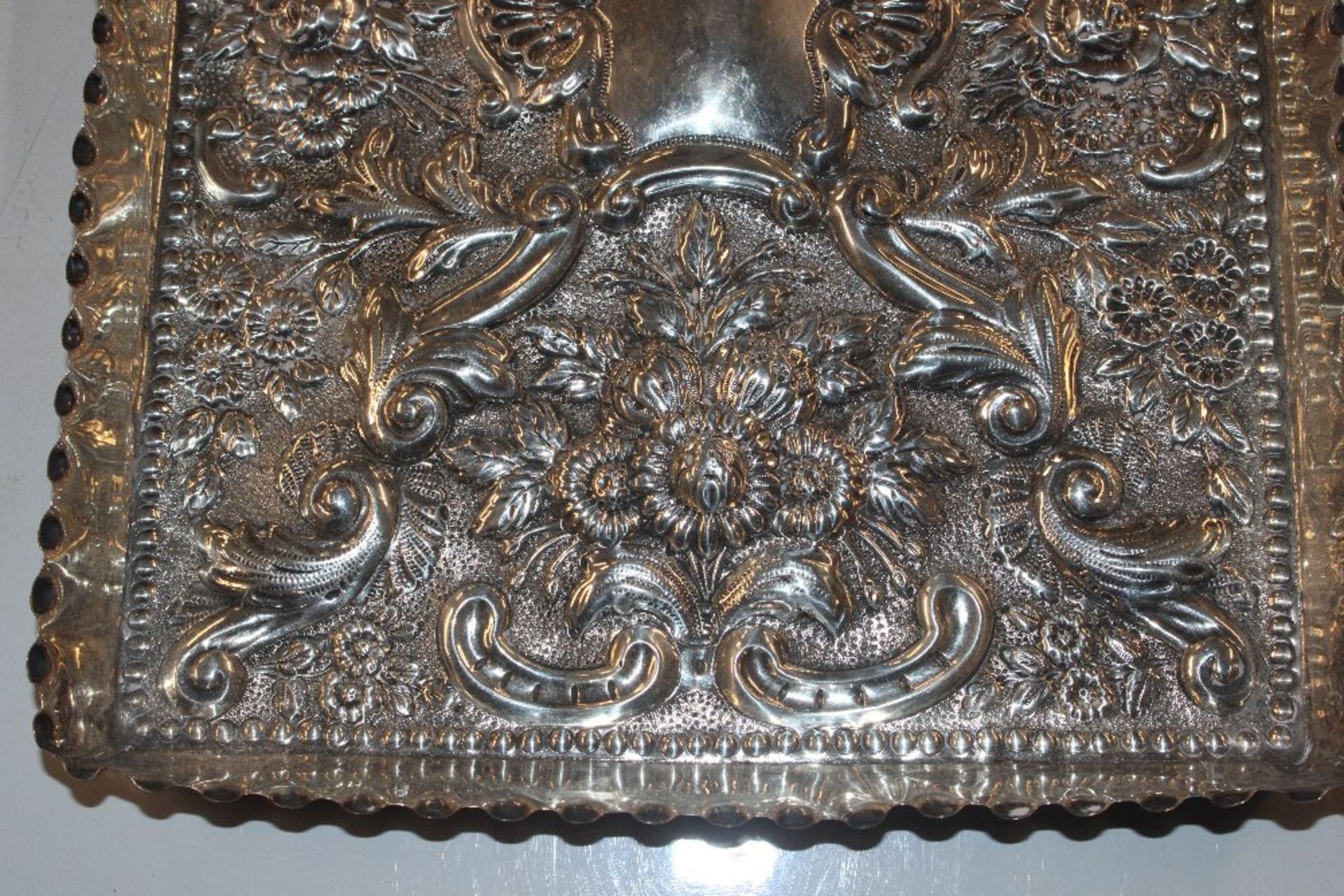 A Birmingham silver tray with floral decoration, a - Image 4 of 7