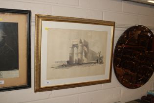 After David Roberts, hand tinted lithograph Luxor