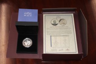 A 2021 Isle of Man silver proof "Angel Jewel" anniv