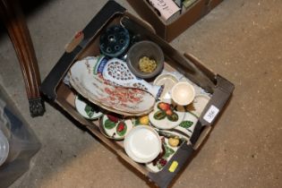 A box of various china to include Spode plates