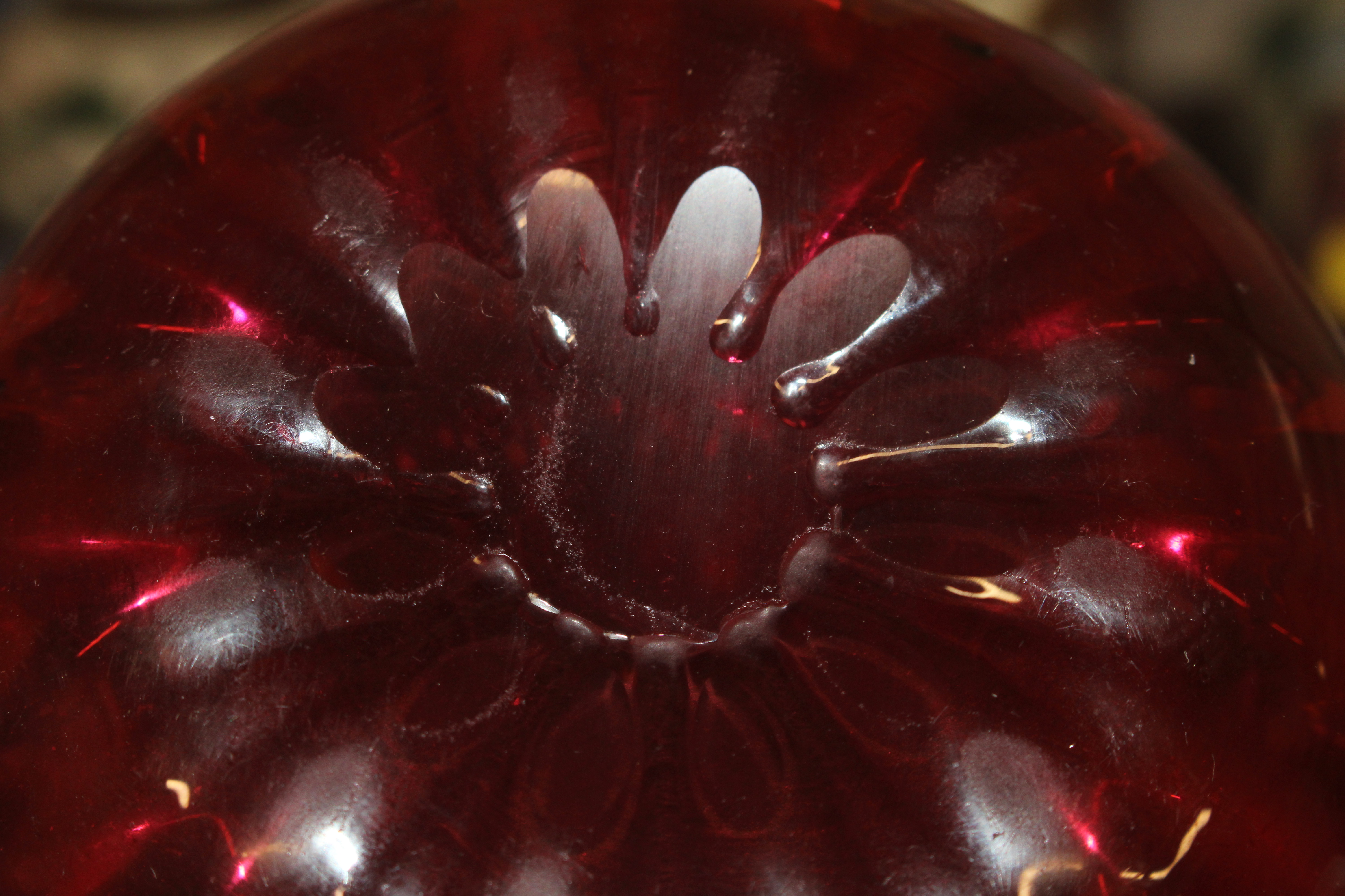 A cranberry glass jug with gilt mount; an etched c - Image 3 of 4