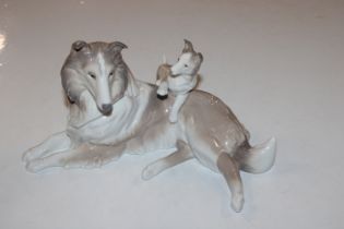 A Lladro model of a Collie dog and pup, No.6459