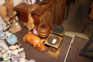 A pair of Art Nouveau style candle stands; a carve