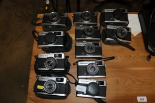 A collection of Olympus Trip 35 cameras