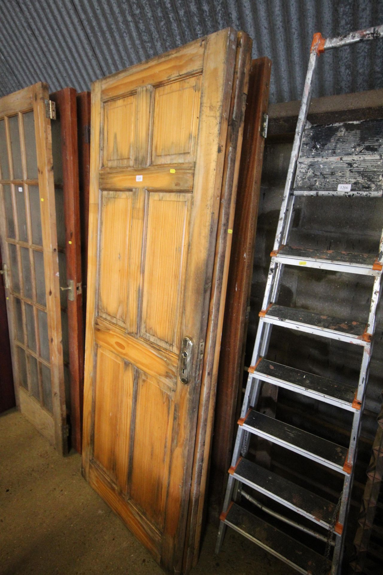 Three wooden panelled internal doors and three oth