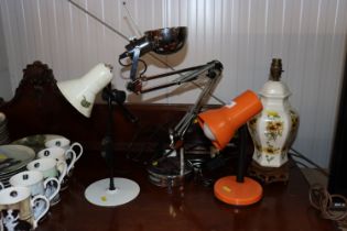 An Angle Poise style lamp and three other lamps