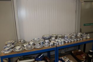 A large quantity of various patterned blue and whi