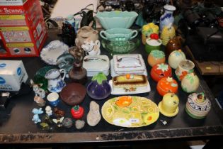 A collection of various preserve pots, vases, sard