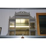 A grey painted late Victorian overmantle mirror