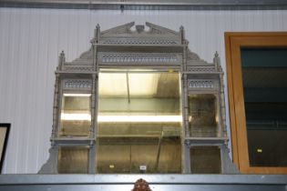 A grey painted late Victorian overmantle mirror