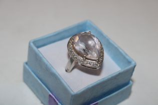 A TGGC Mosanite dress ring with diamond highlights