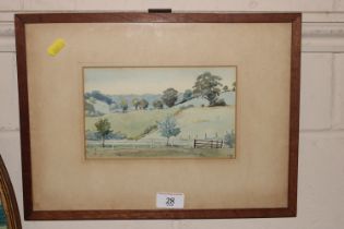 H.R. Lingwood, watercolour "View of Martlesham"