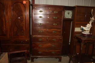 A Georgian mahogany chest on chest, the upper sect