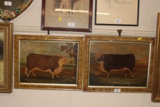 H.B. Challon, two oils on board study of Prize Bul