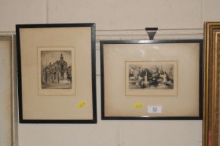 Two pencil signed engravings, "View of Norwich Gui