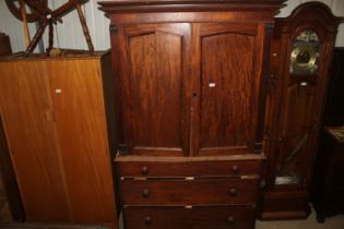 A 19th Century mahogany linen press AF, in need of