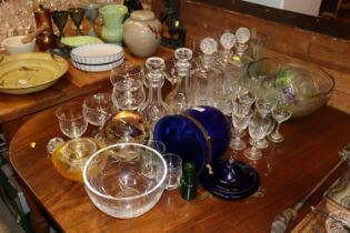 A quantity of glassware to include five decanters