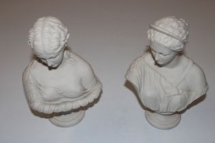 Two Parian ware busts in the form of classical fem