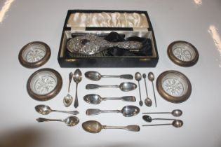 A silver mounted brush and comb set; a set of four