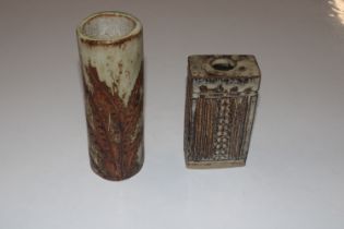 Two Bernard Rooke pottery style vases