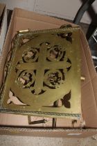 A box of various brass items including a section o