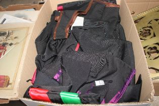 A box of Academic B.A. hoods, various makes to inc