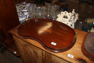 An Edwardian mahogany and brass handled tray AF