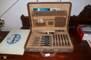 A Kaiserbach case of cutlery, lacking some content