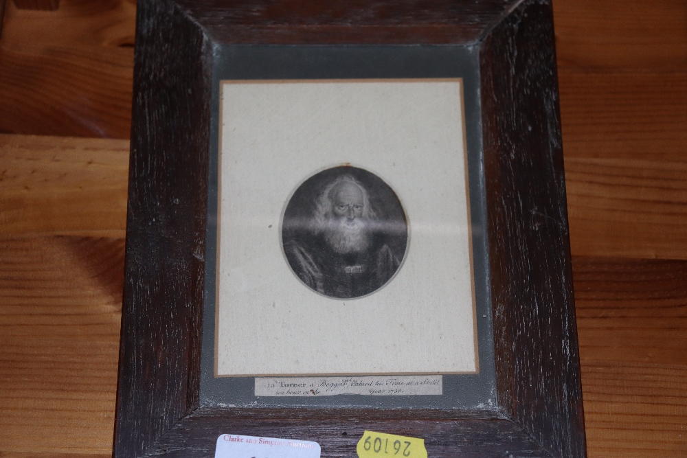 An oak framed black and white portrait and a gilt - Image 2 of 4