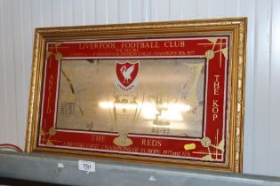 A Liverpool Football Club advertising mirror