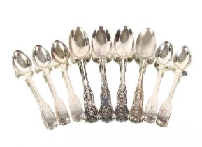 Four mid-Victorian silver teaspoons, London 1855; and five smaller examples, London 1845 (9)