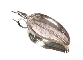 A small George III silver leaf shaped caddy spoon, Birmingham 1799