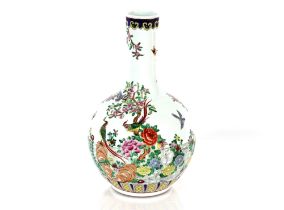 A 20th Century Chinese baluster vase decorated brightly coloured enamels with famille rose and
