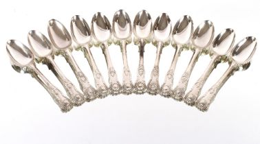 An extensive silver "Kings" pattern collection of cutlery, Victorian and later, various dates and