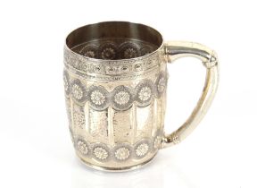 A Gorham & Co. Sterling silver mug, inscribed to the reverse "Amy Lea Duncan, November 12th 1881",