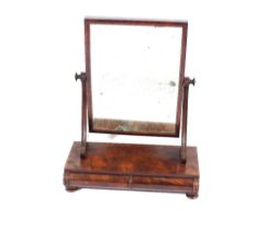 A Victorian mahogany swing toilet mirror, the base fitted two drawers, 57cm wide